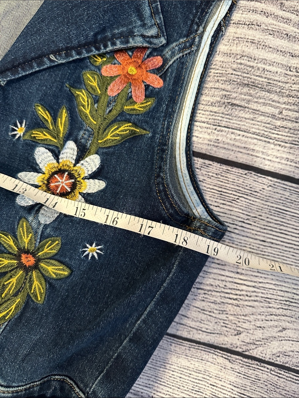 Peekskill Sz Large Embroidered Dark Blue Denim Jumpsuit with Belted Waist • NEW! - Picture 5 of 12